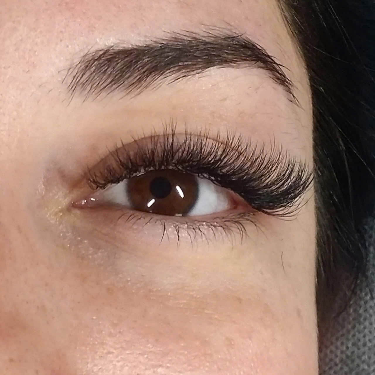 Close-up of classic eyelash extensions