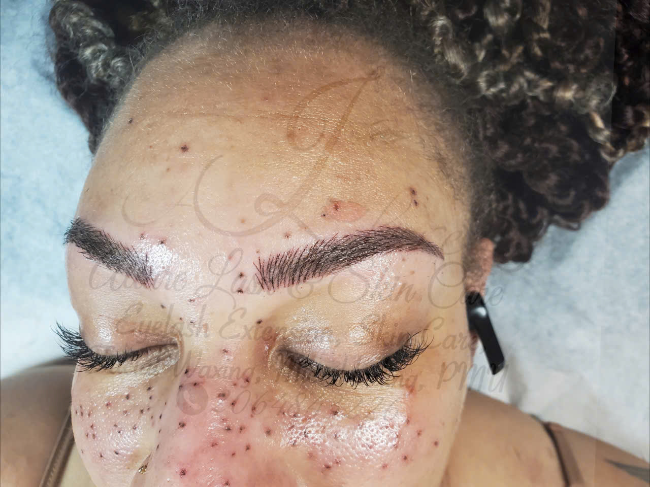 Close-up of eyebrows after microblading treatment