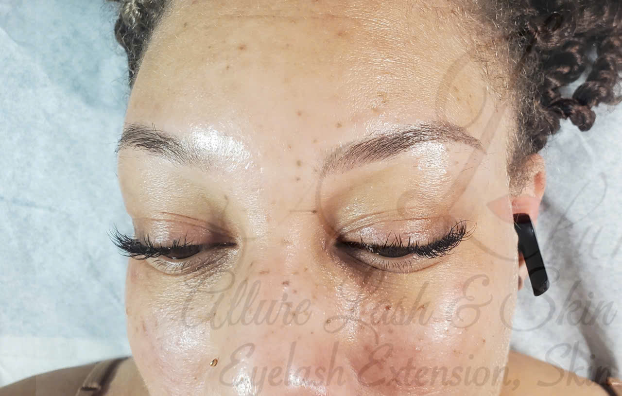 Close-up of eyebrows after microblading treatment