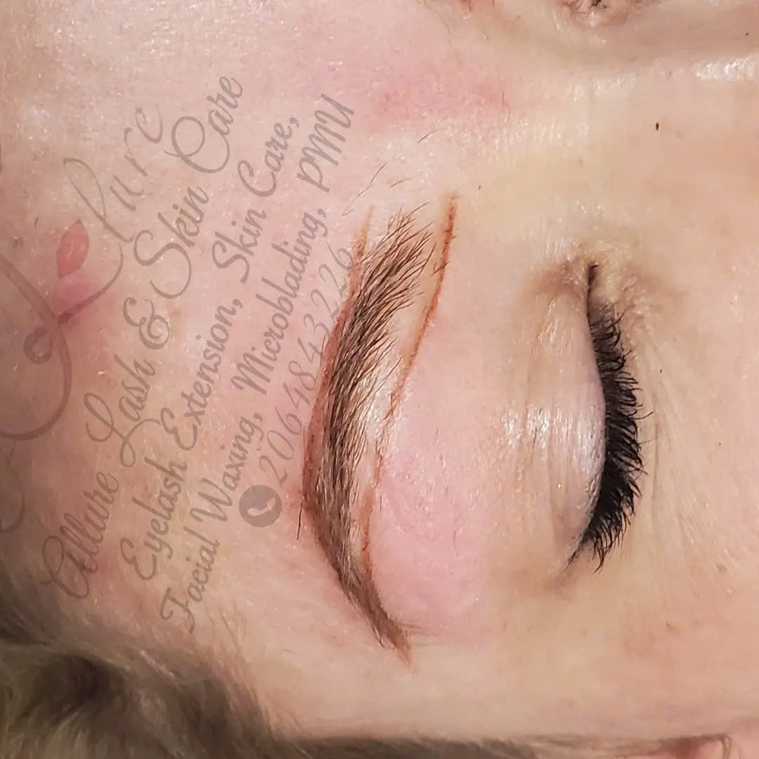 Close-up of eyebrows after microblading treatment