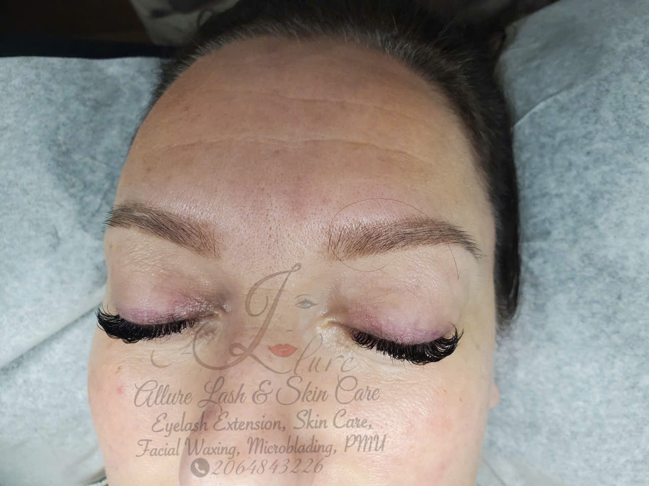 Close-up of eyebrows after microblading treatment