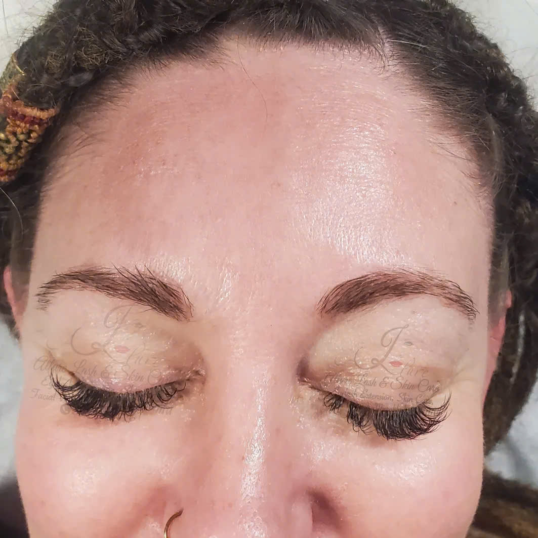 Close-up of eyebrows after microblading treatment